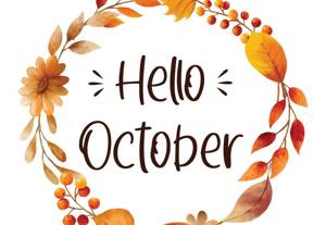 3321912 Hallo Oktober Met Sierlijke Van Bladeren Bloemframe Herfst Oktober Vector